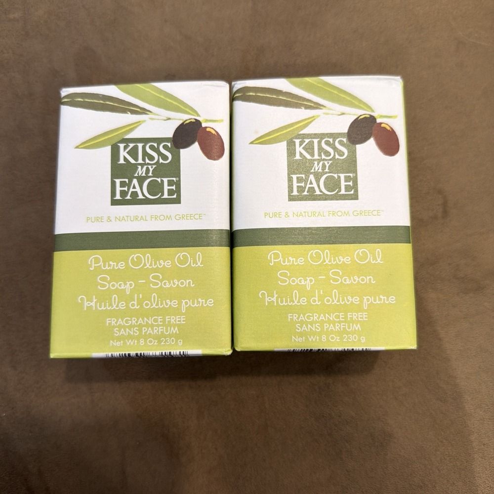 Kiss‎ My Face- Pure Olive Oil Soap Bars, 8 oz size, 2 Pack, Brand New